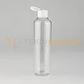 250 ML Şeffaf Boston Model Boş Plastik Şişe Beyaz Fliptop Şampuan Kapaklı	