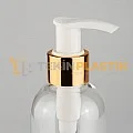 250 ML Şeffaf Boston Model Boş Plastik Şişe Gold Beyaz Kaplama Sıvı Sabun Pompalı