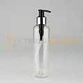 250 ML Şeffaf Boston Model Boş Plastik Şişe Gümüş Siyah Kaplama Sıvı Sabun Pompalı