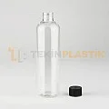 250 ML Şeffaf Boston Model Boş Plastik Şişe Contalı Siyah Kapaklı