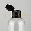 250 ML Şeffaf Boston Model Boş Plastik Şişe Siyah Açmalı Fliptop Şampuan Kapaklı