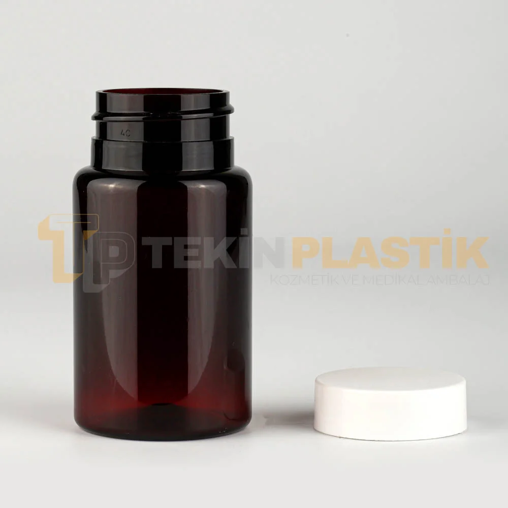 38 Ağız 100 ML Amber Renk Plastik Tablet Kapsül İlaç Şişesi Contalı Beyaz Düz Kapaklı 38 Ağız 100 ML Amber Renk Plastik Tablet Kapsül İlaç Şişesi Contalı Beyaz Düz Kapaklı