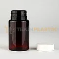 38 Ağız 100 ML Amber Renk Plastik Tablet Kapsül İlaç Şişesi Contalı Beyaz Düz Kapaklı 38 Ağız 100 ML Amber Renk Plastik Tablet Kapsül İlaç Şişesi Contalı Beyaz Düz Kapaklı