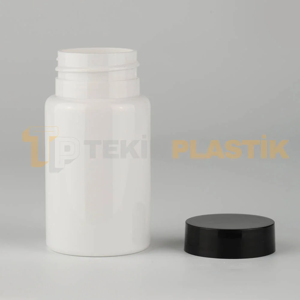 38 Ağız 100 ML Beyaz Renk Plastik Tablet Kapsül İlaç Şişesi Contalı Siyah Düz Kapaklı 38 Ağız 100 ML Beyaz Renk Plastik Tablet Kapsül İlaç Şişesi Contalı Siyah Düz Kapaklı