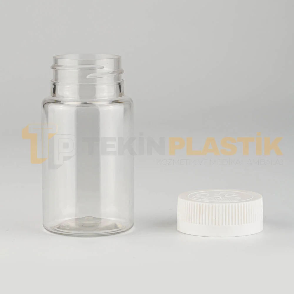 38 Ağız 100 ML Şeffaf Plastik Tablet Kapsül İlaç Şişesi Beyaz Çocuk Emniyet Kapaklı 38 Ağız 100 ML Şeffaf Plastik Tablet Kapsül İlaç Şişesi Beyaz Çocuk Emniyet Kapaklı