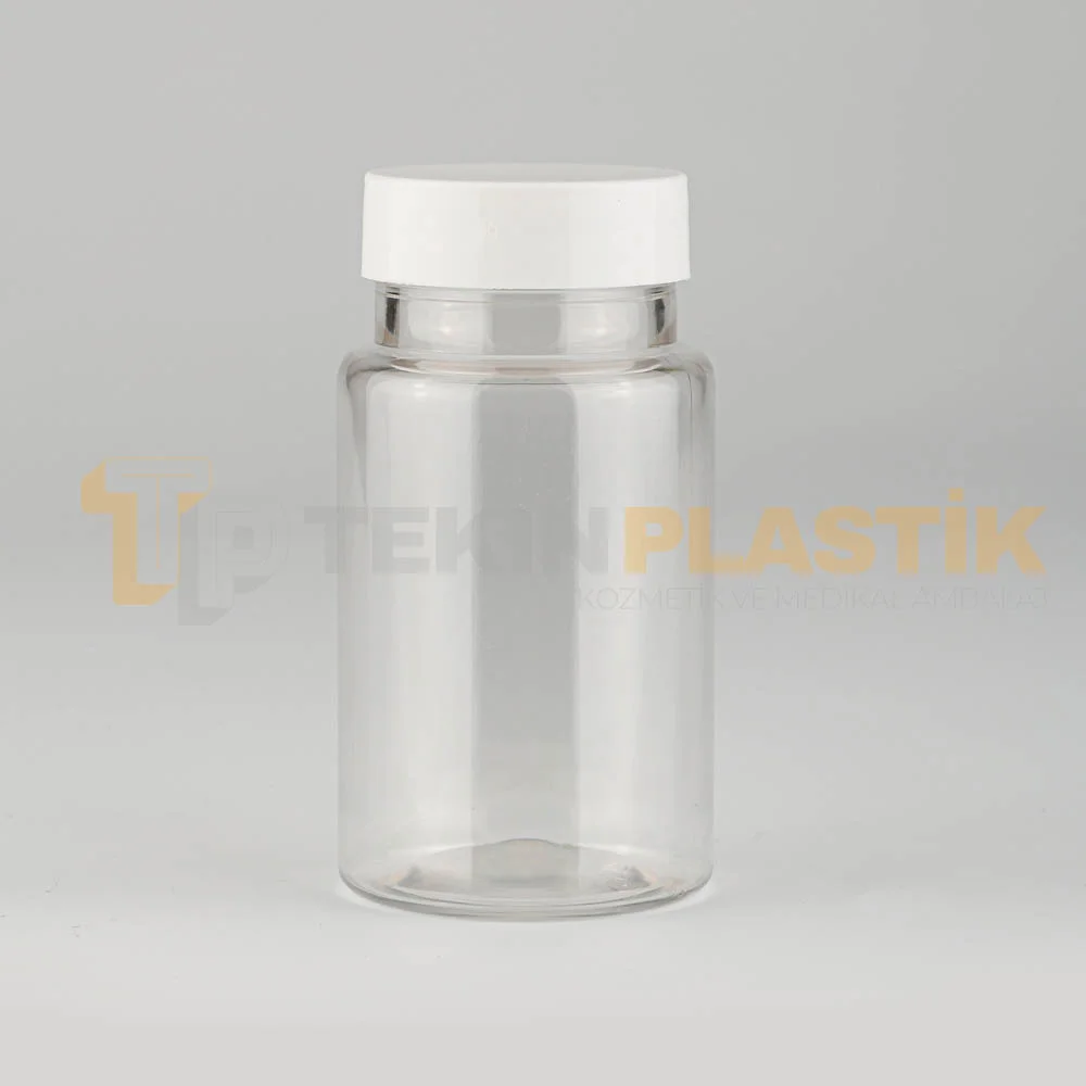 38 Ağız 100 ML Şeffaf Plastik Tablet Kapsül İlaç Şişesi Contalı Beyaz Düz Kapaklı 38 Ağız 100 ML Şeffaf Plastik Tablet Kapsül İlaç Şişesi Contalı Beyaz Düz Kapaklı
