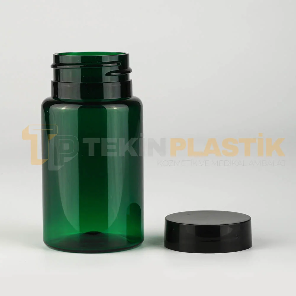 38 Ağız 100 ML Yeşil Renk Plastik Tablet Kapsül İlaç Şişesi Contalı Siyah Düz Kapaklı 38 Ağız 100 ML Yeşil Renk Plastik Tablet Kapsül İlaç Şişesi Contalı Siyah Düz Kapaklı