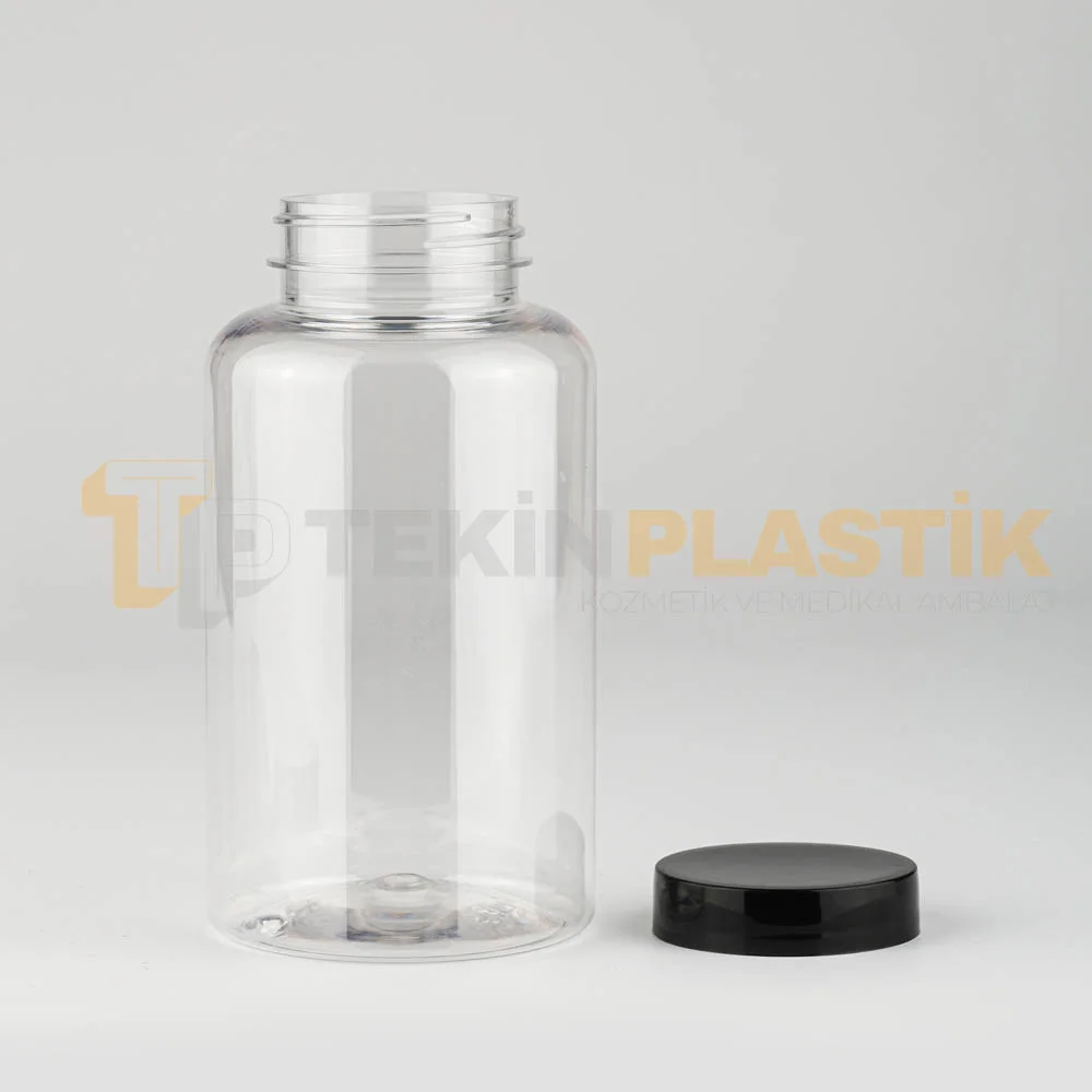 45 Ağız 400 ML Şeffaf Plastik Tablet Kapsül İlaç Şişesi Contalı Siyah Düz Kapaklı 45 Ağız 400 ML Şeffaf Plastik Tablet Kapsül İlaç Şişesi Contalı Siyah Düz Kapaklı