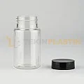 38 Ağız 120 ML Şeffaf Plastik Tablet Kapsül İlaç Şişesi Contalı Siyah Düz Kapaklı 38 Ağız 120 ML Şeffaf Plastik Tablet Kapsül İlaç Şişesi Contalı Siyah Düz Kapaklı