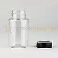 38 Ağız 150 ML Şeffaf Plastik Tablet Kapsül İlaç Şişesi Contalı Siyah Düz Kapaklı 38 Ağız 150 ML Şeffaf Plastik Tablet Kapsül İlaç Şişesi Contalı Siyah Düz Kapaklı