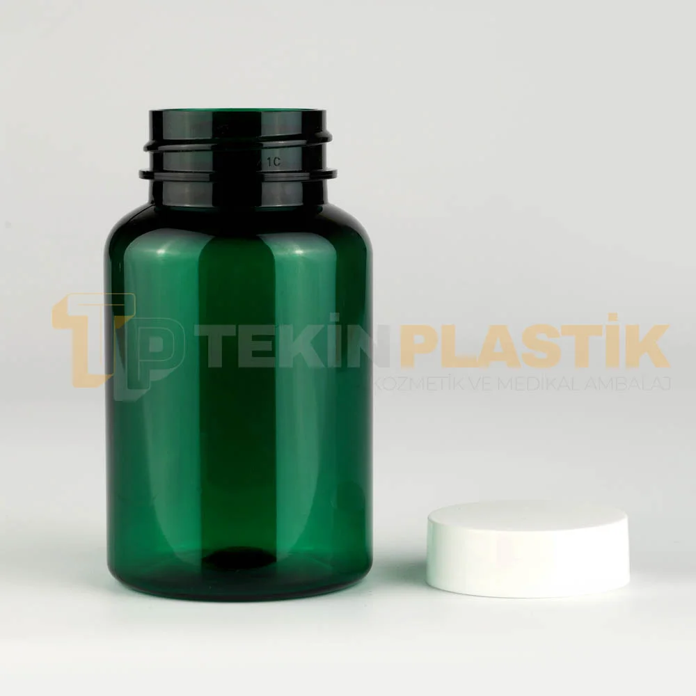 38 Ağız 150 ML Yeşil Renk Plastik Tablet Kapsül İlaç Şişesi Contalı Beyaz Düz Kapaklı 38 Ağız 150 ML Yeşil Renk Plastik Tablet Kapsül İlaç Şişesi Contalı Beyaz Düz Kapaklı