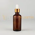 50 ML Toptan Amber Renk Cam Damlalıklı Dropper Şişe Metal Gold Beyaz Damlalık