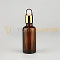 50 ML Toptan Amber Renk Cam Damlalıklı Dropper Şişe Metal Gold Kelebek Damlalık