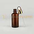 50 ML Toptan Amber Renk Cam Damlalıklı Dropper Şişe Metal Gold Kelebek Damlalık