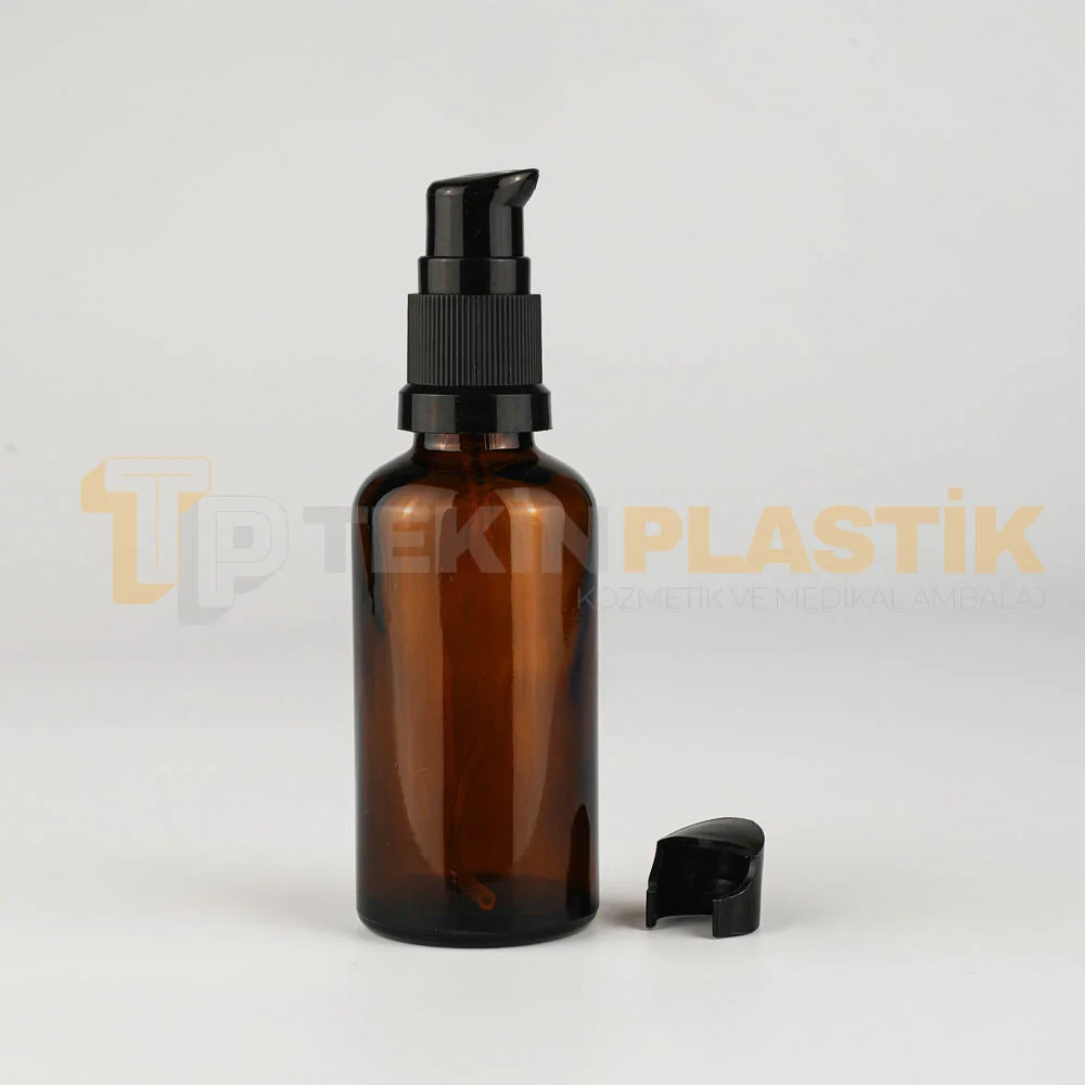 50 ML Amber Renk Toptan Cam Damlalıklı Dropper Şişe Siyah Losyon Serum Pompalı 50 ML Amber Renk Toptan Cam Damlalıklı Dropper Şişe Siyah Losyon Serum Pompalı