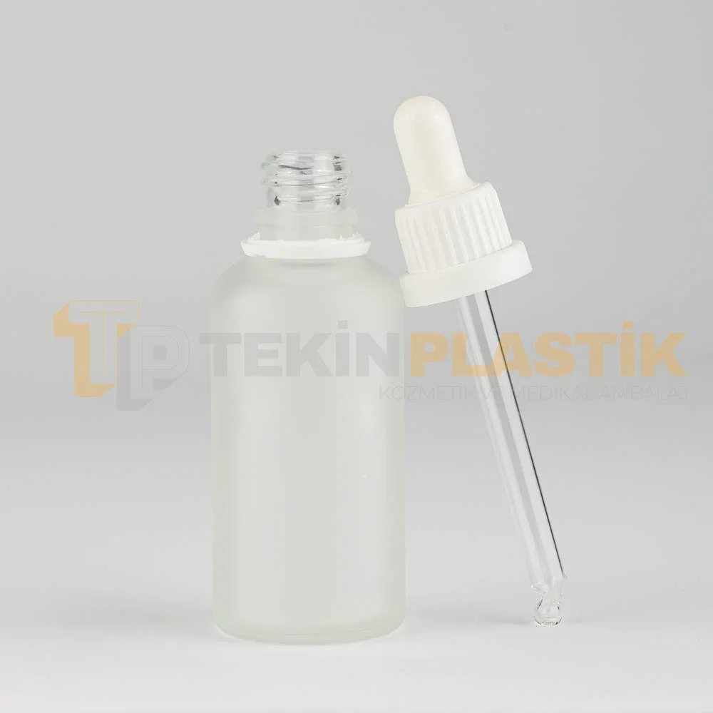 50 ML Buzlu Model Topan Cam Damlalıklı Dropper Şişe Plastik Delikli Kapaklı 50 ML Buzlu Model Topan Cam Damlalıklı Dropper Şişe Plastik Delikli Kapaklı