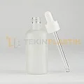 50 ML Buzlu Model Topan Cam Damlalıklı Dropper Şişe Beyaz Damlalık Takım