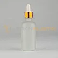 50 ML Buzlu Model Topan Cam Damlalıklı Dropper Şişe Metal Gold Beyaz Takım