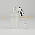 50 ML Buzlu Model Topan Cam Damlalıklı Dropper Şişe Metal Gümüş Kelebek Takım