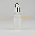 50 ML Buzlu Model Topan Cam Damlalıklı Dropper Şişe Metal Gümüş Kelebek Takım