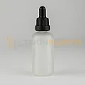 50 ML Buzlu Model Topan Cam Damlalıklı Dropper Şişe Siyah Delikli Kilitli Kapak Takım