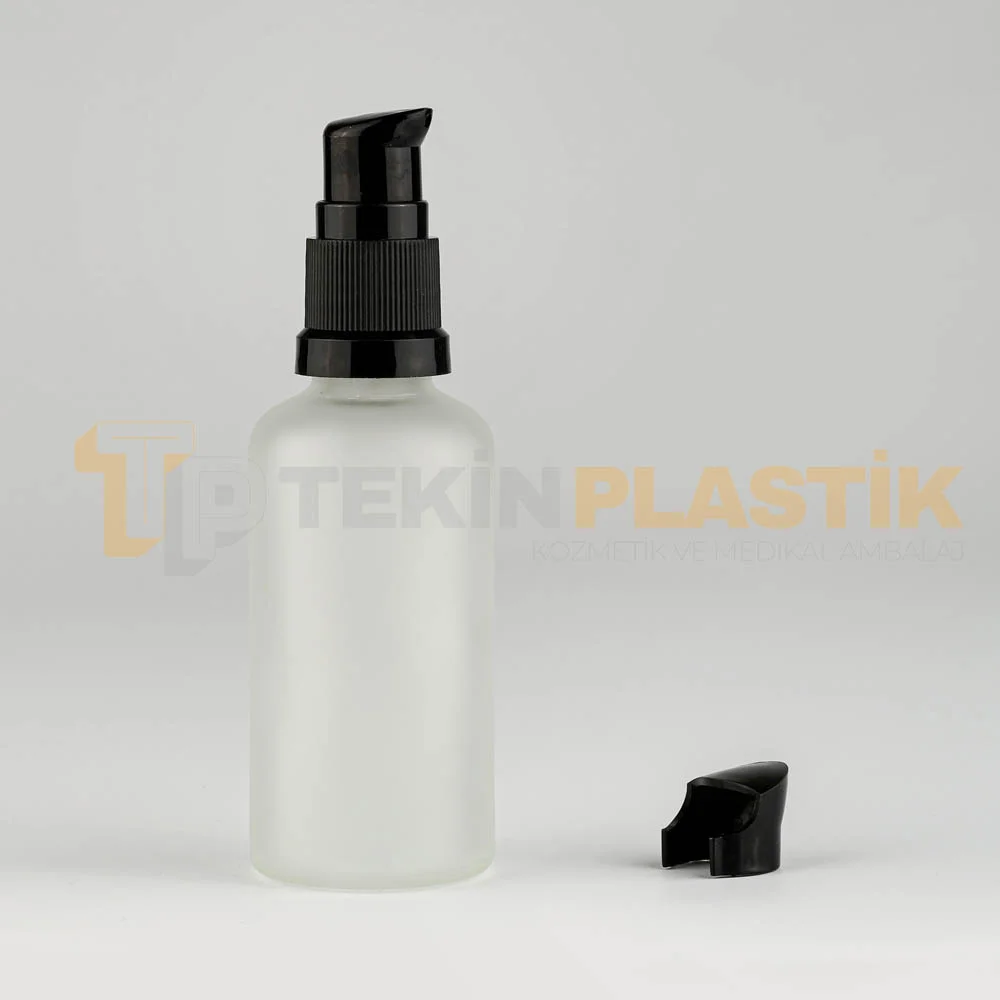 50 ML Buzlu Model Topan Cam Dropper Şişe Siyah Losyon Serum Pompalı 50 ML Buzlu Model Topan Cam Dropper Şişe Siyah Losyon Serum Pompalı
