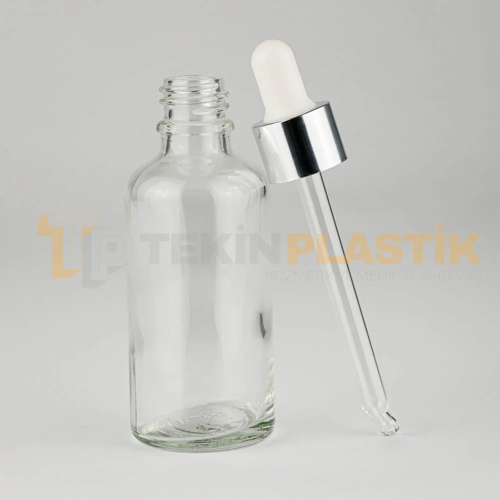 50 ML Şeffaf Toptan Cam Damlalıklı Dropper Şişe Metal Gümüş Beyaz Damlalık Takım 50 ML Şeffaf Toptan Cam Damlalıklı Dropper Şişe Metal Gümüş Beyaz Damlalık Takım