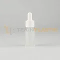 10 ML Buzlu Cam Damlalıklı Dropper Polietilen Şişe Beyaz Yüzüklü