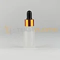 10 ML Buzlu Cam Damlalıklı Dropper Şişe Metal Gold Yüzüklü Siyah Emzik