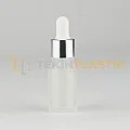 10 ML Buzlu Cam Damlalıklı Dropper Şişe Metal Gümüş Yüzüklü