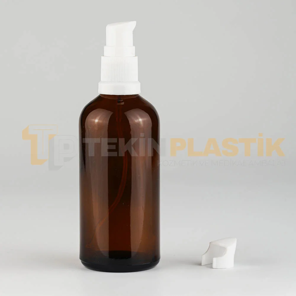 100 ML Toptan Amber Renk Cam Damlalıklı Dropper Şişe Etekli Beyaz Losyon Pompalı 100 ML Toptan Amber Renk Cam Damlalıklı Dropper Şişe Etekli Beyaz Losyon Pompalı