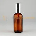 100 ML Boş Toptan Amber Renk Cam Şişe Metal Gümüş Sprey Başlıklı 100 ML Boş Toptan Amber Renk Cam Şişe Metal Gümüş Sprey Başlıklı