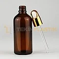 100 ML Toptan Amber Renk Cam Damlalıklı Dropper Şişe Gold Metal Lüx Kapaklı 100 ML Toptan Amber Renk Cam Damlalıklı Dropper Şişe Gold Metal Lüx Kapaklı