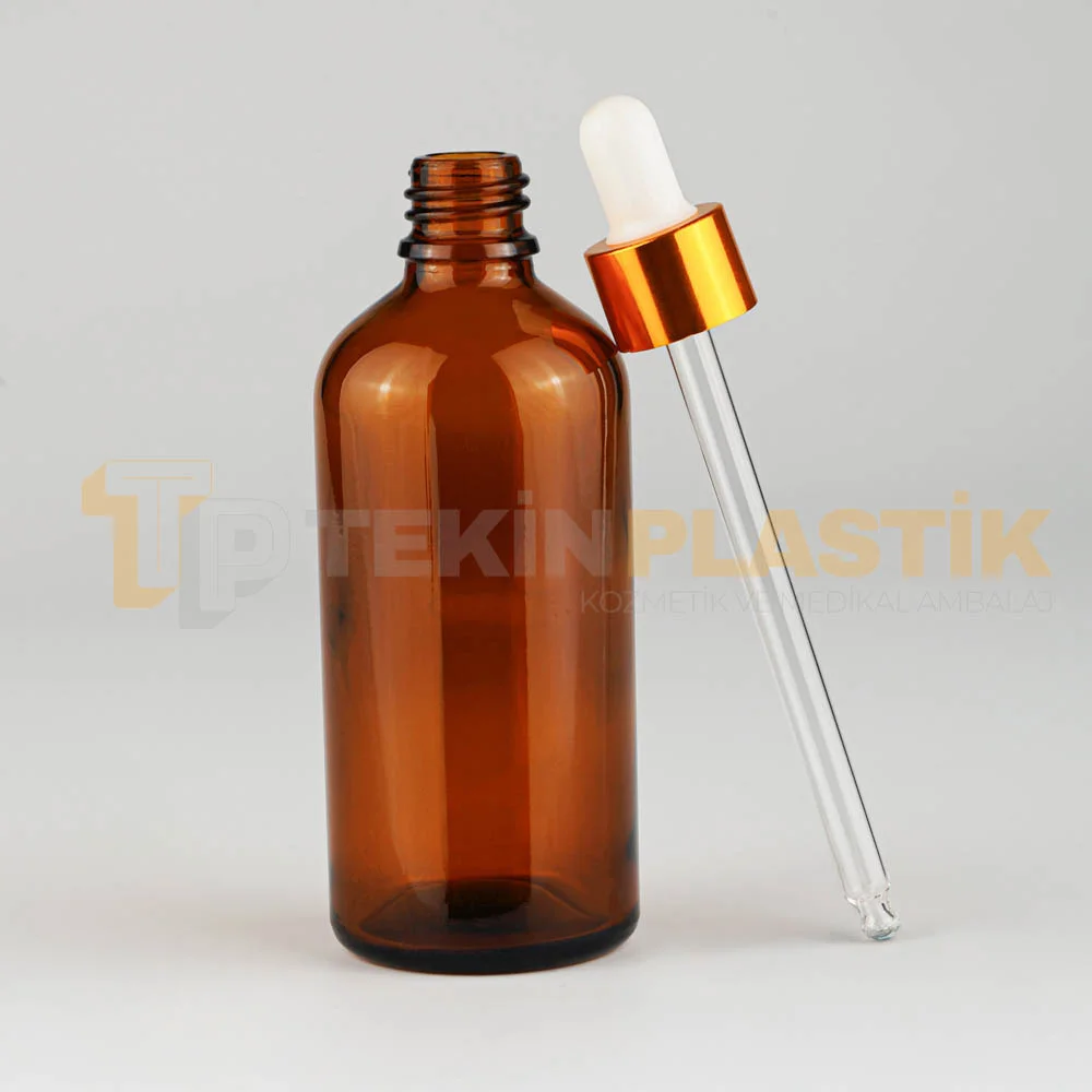 100 ML Toptan Boş Amber Renk Cam Damlalıklı Dropper Şişe Metal Gold Beyaz Kapaklı 100 ML Toptan Boş Amber Renk Cam Damlalıklı Dropper Şişe Metal Gold Beyaz Kapaklı