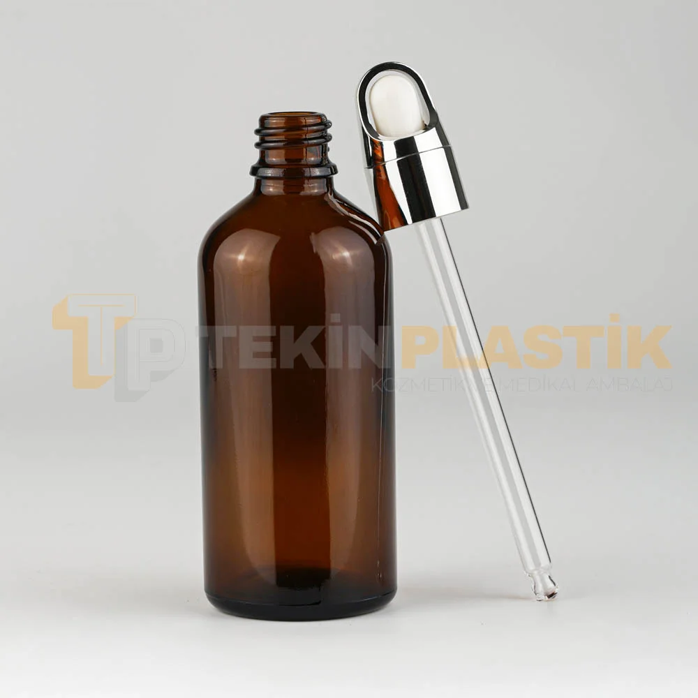 100 ML Toptan Amber Renk Cam Damlalıklı Dropper Şişe Gümüş Metal Lüx Kapaklı 100 ML Toptan Amber Renk Cam Damlalıklı Dropper Şişe Gümüş Metal Lüx Kapaklı
