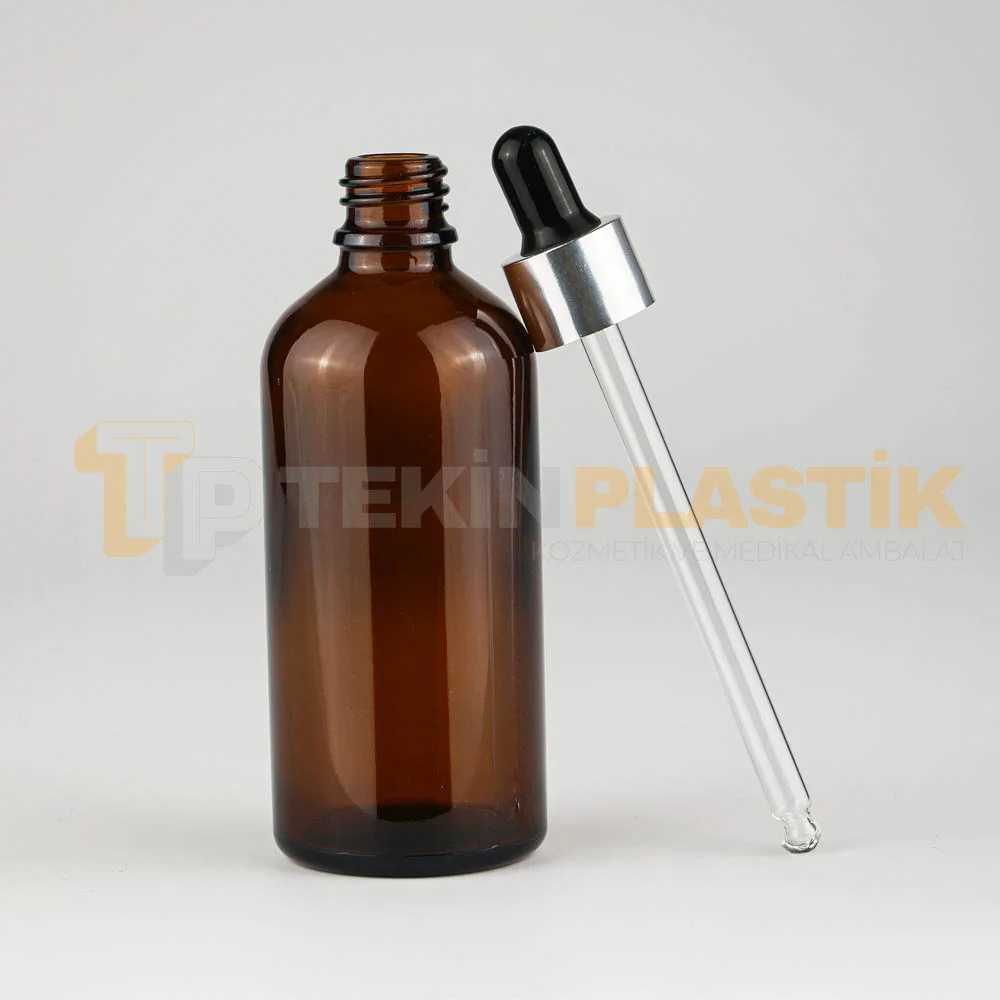100 ML Toptan Boş Amber Renk Cam Damlalıklı Dropper Şişe Metal Gümüş Siyah Kapak 100 ML Toptan Boş Amber Renk Cam Damlalıklı Dropper Şişe Metal Gümüş Siyah Kapak