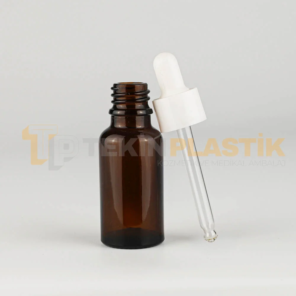 20 ML Toptan Boş Amber Renk Cam Damlalıklı Dropper Şişe Beyaz Kapaklı 20 ML Toptan Boş Amber Renk Cam Damlalıklı Dropper Şişe Beyaz Kapaklı