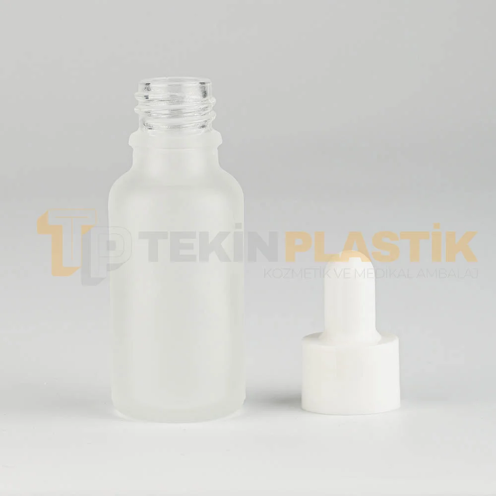 20 ML Buzlu Model Toptan Cam Damlalıklı Dropper Şişe Beyaz Damlalık Takım