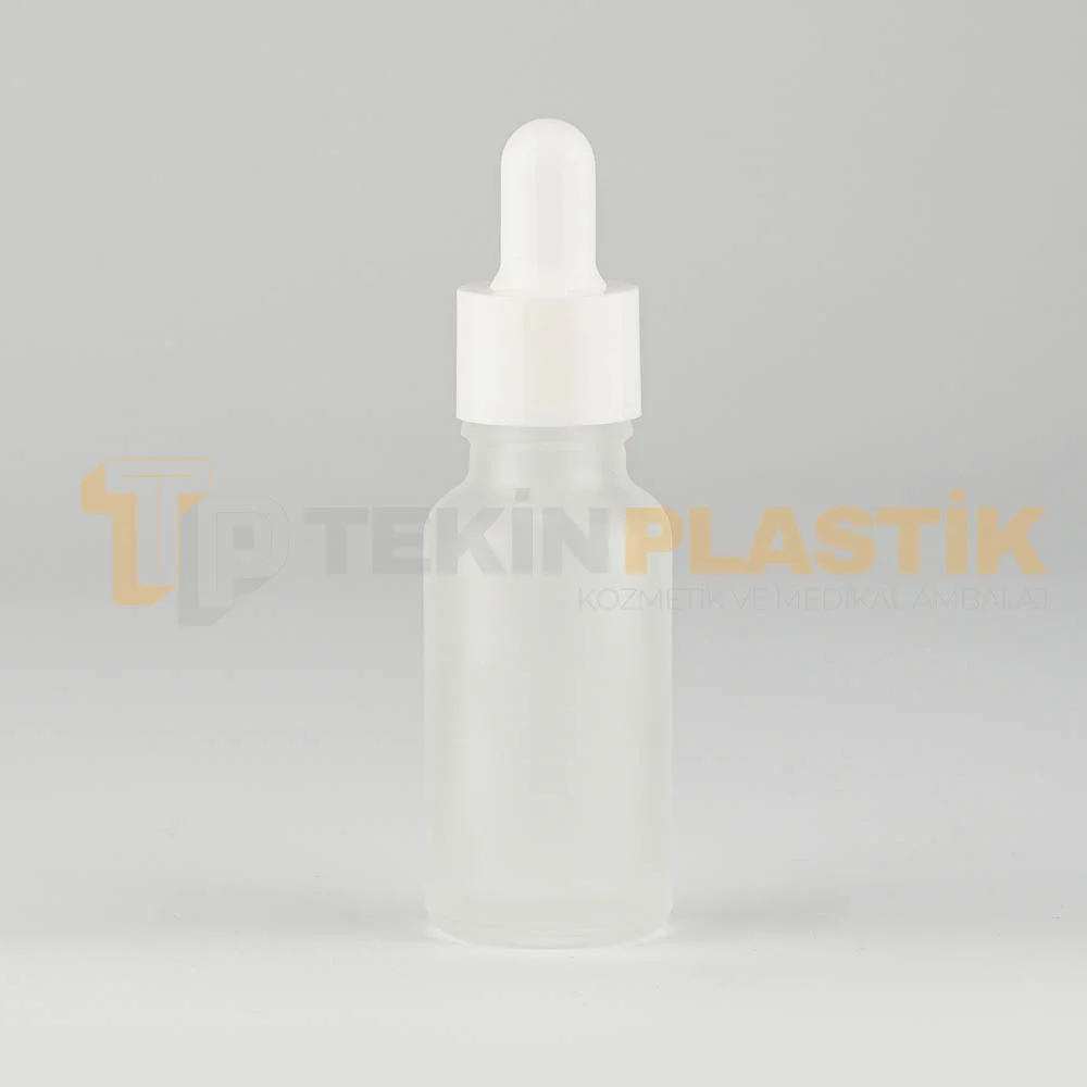 20 ML Buzlu Model Toptan Cam Damlalıklı Dropper Şişe Beyaz Damlalık Takım