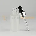 20 ML Buzlu Model Toptan Cam Damlalıklı Dropper Şişe Metal Gümüş Beyaz Damlalık Takım