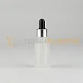 20 ML Buzlu Model Toptan Cam Damlalıklı Dropper Şişe Metal Gümüş Beyaz Damlalık Takım