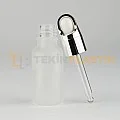 20 ML Buzlu Model Toptan Cam Damlalıklı Dropper Şişe Metal Kaplama Gümüş Lüx Damlalık Takım