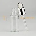 20 ML Şeffaf Boş Toptan Cam Damlalıklı Dropper Şişe Metal Gümüş Lüx Damlalık Takım