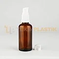 30 ML Toptan Boş Amber Renk Cam Dropper Şişe Beyaz Losyon Pompalı Etekli Model