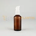 30 ML Toptan Boş Amber Renk Cam Dropper Şişe Beyaz Losyon Pompalı Etekli Model