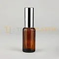 30 ML Toptan Boş Amber Renk Cam Dropper Şişe Metal Gümüş Spreyli 