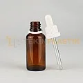 30 ML Toptan Boş Amber Renk Cam Damlalıklı Dropper Şişe Plastik Beyaz Kilitli Damlalıklı