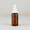 30 ML Toptan Boş Amber Renk Cam Damlalıklı Dropper Şişe Plastik Beyaz Kilitli Damlalıklı