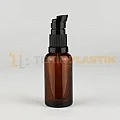 30 ML Toptan Boş Amber Renk Cam Dropper Şişe Siyah Losyon Pompalı Etekli Model