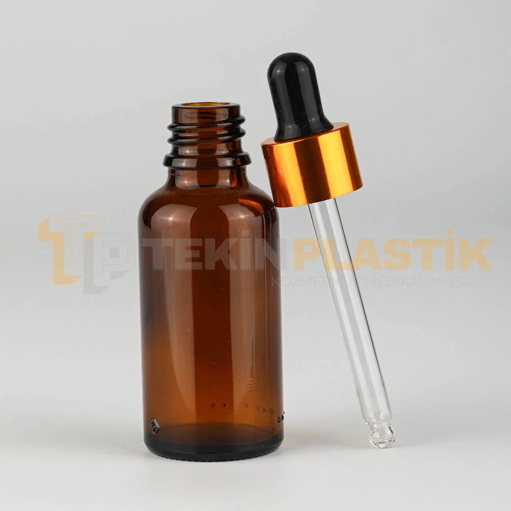 30 ML Toptan Boş Amber Renk Cam Damlalıklı Dropper Şişe Metal Gold Siyah Başlıklı 30 ML Toptan Boş Amber Renk Cam Damlalıklı Dropper Şişe Metal Gold Siyah Başlıklı